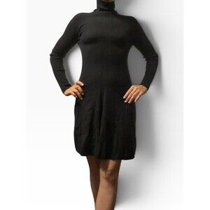 Dress Forum black long sleeve turtleneck knee-length dress small